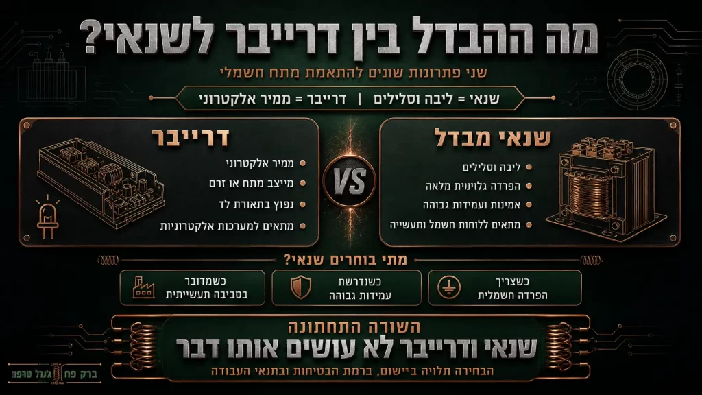 מה ההבדל בין דרייבר לשנאי אינפוגרפיקה פרקטית להשוואה